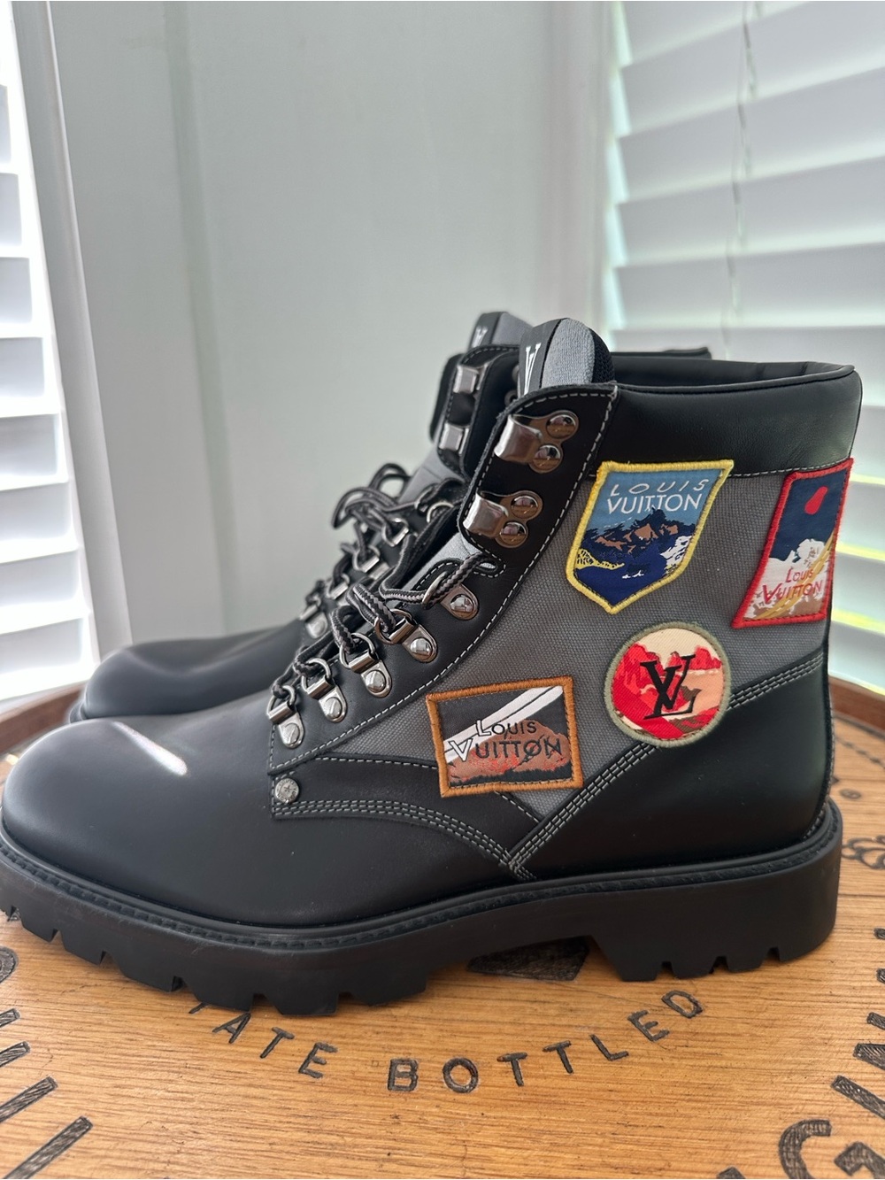 Authentic Louis Vuitton Oberkampf patch work Boots